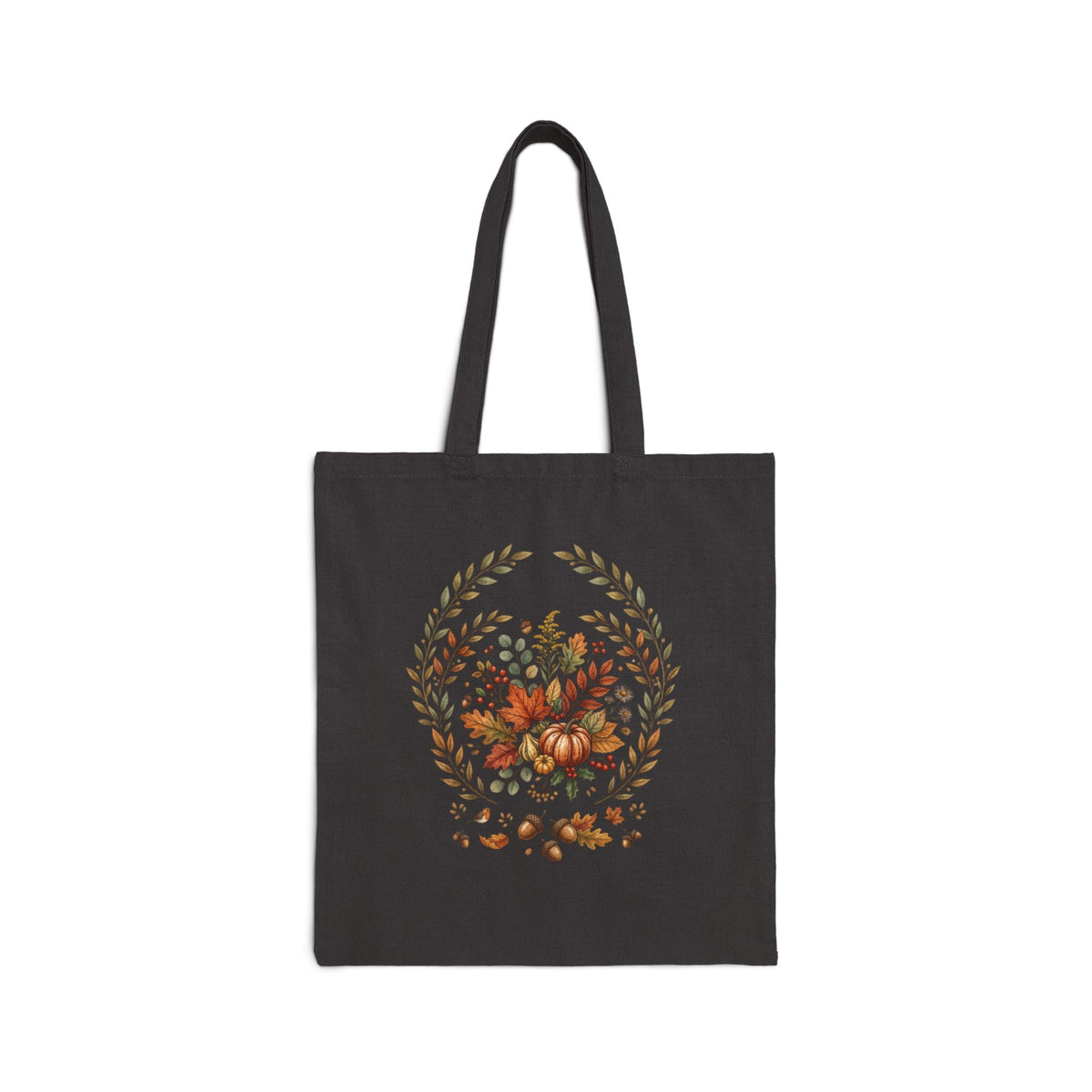 Autumn Harvest Tote Bag - Pumpkin & Fall Foliage Canvas Tote