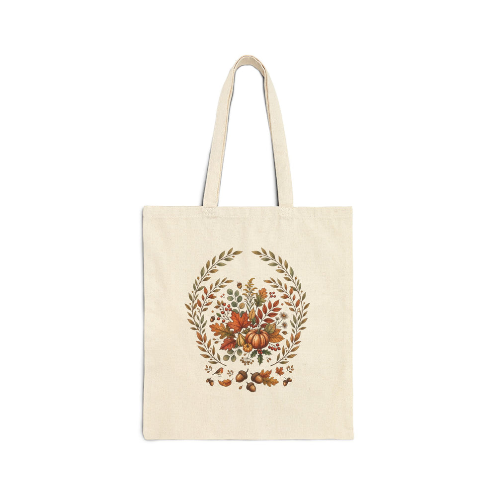 Autumn Harvest Tote Bag - Pumpkin & Fall Foliage Canvas Tote