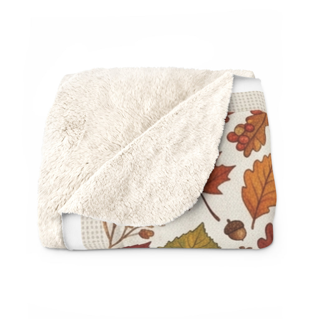Autumn Harvest Sherpa Blanket – Cozy Fall Pumpkins, Owls & Leaves Throw