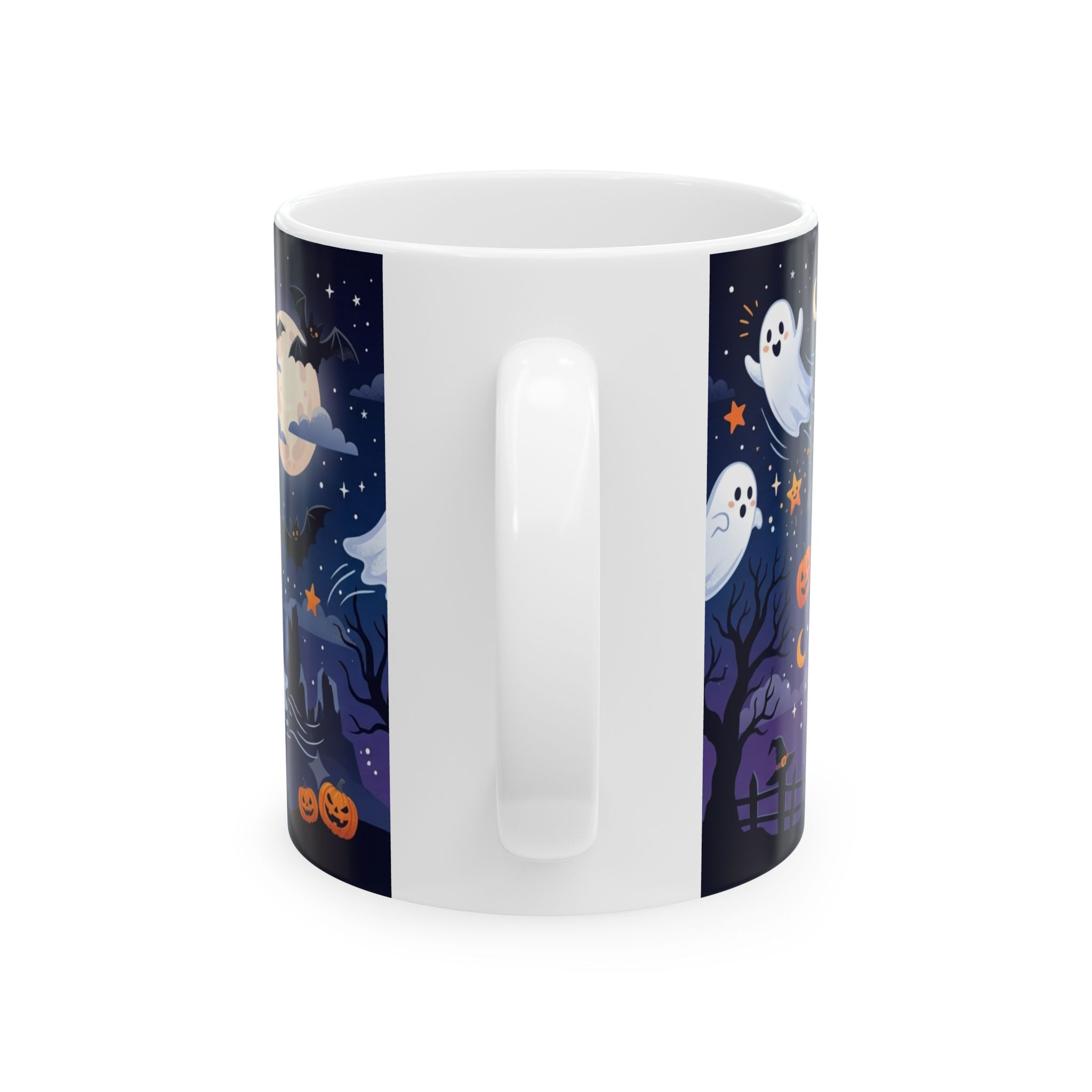 Cute Halloween Ghosts Ceramic Mug — Spooky Night 11oz & 15oz