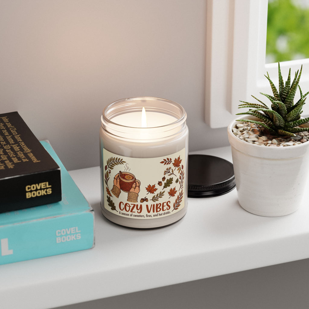 Cozy Vibes Soy Candle — 9oz Fall Scented Candle (sweaters, fires & hot drinks)