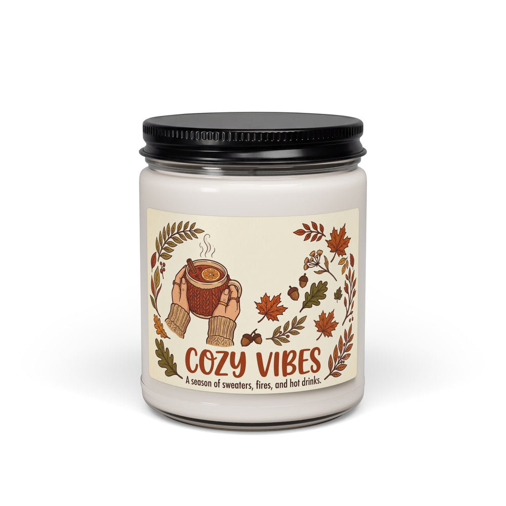 Cozy Vibes Soy Candle — 9oz Fall Scented Candle (sweaters, fires & hot drinks)