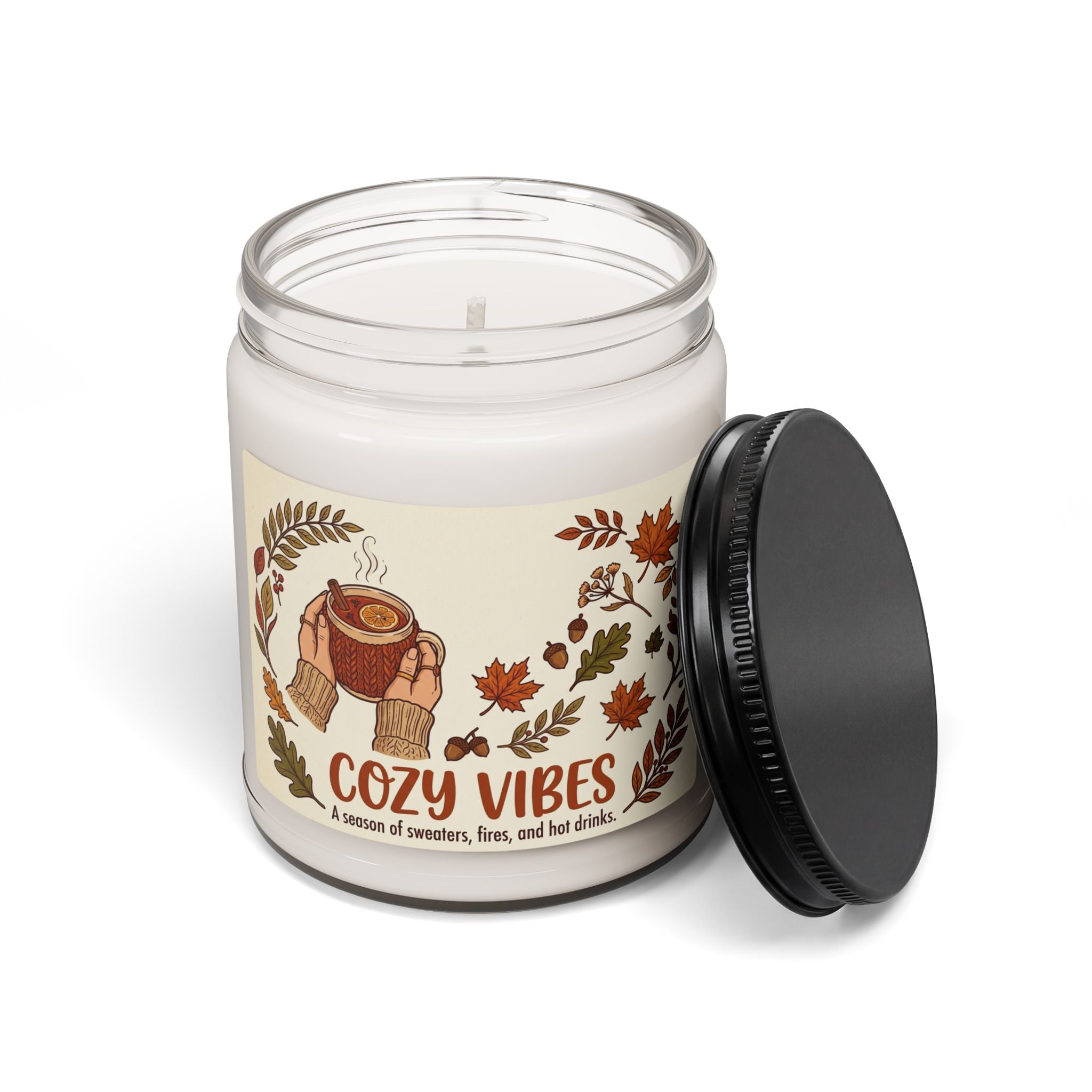 Cozy Vibes Soy Candle — 9oz Fall Scented Candle (sweaters, fires & hot drinks)